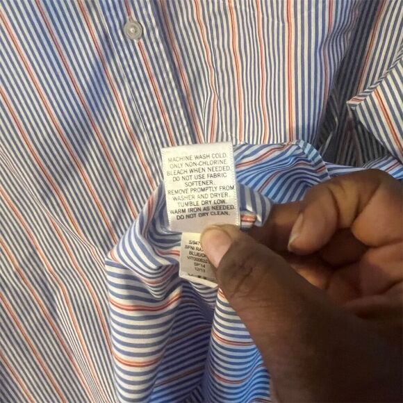 Banana Republic Men's XL Striped Slim Fit Non-Iron Long Sleeve Dress Shirt - Picture 6 of 8